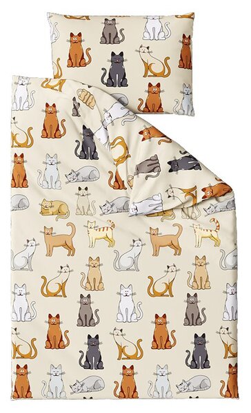 Flanelowa pościel COLORED CATS kremowa Rozmiar pościeli: 70 x 90 cm | 140 x 220 cm