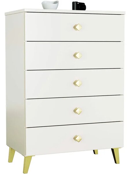 Komoda z 5 szufladami na złotych nóżkach kaszmir T9-R60