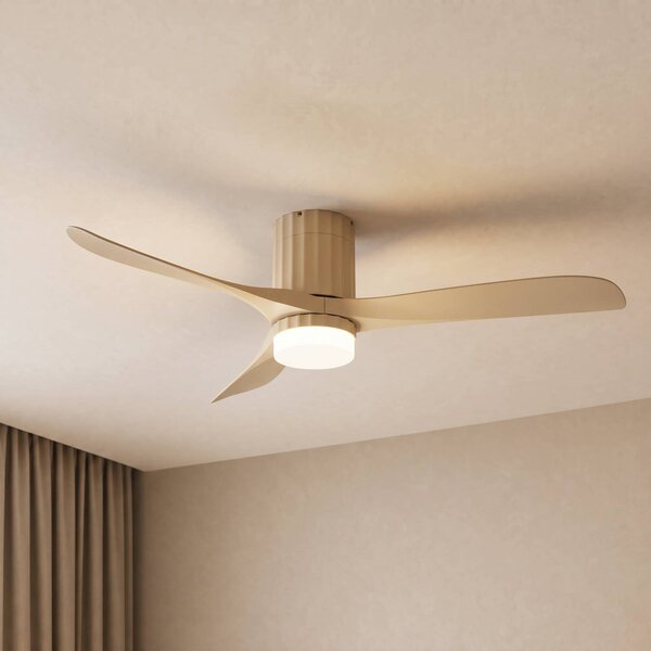 Wentylator sufitowy LED Lucande Novri, beżowy, Ø 132 cm, CCT Novri, kremowy / amber, salon / jadalnia, nowoczesny