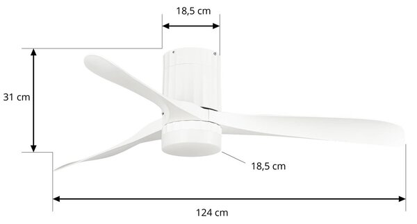 Wentylator sufitowy LED Lucande Novri, biały, Ø 132 cm, CCT Novri, biały / opal, salon / jadalnia, nowoczesny