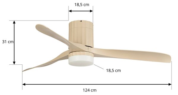 Wentylator sufitowy LED Lucande Novri, beżowy, Ø 132 cm, CCT Novri, kremowy / amber, salon / jadalnia, nowoczesny
