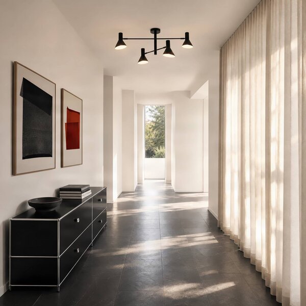 Lampa sufitowa Milia NOLA, możliwość ściemniania, czarny, salon / jadalnia, metal