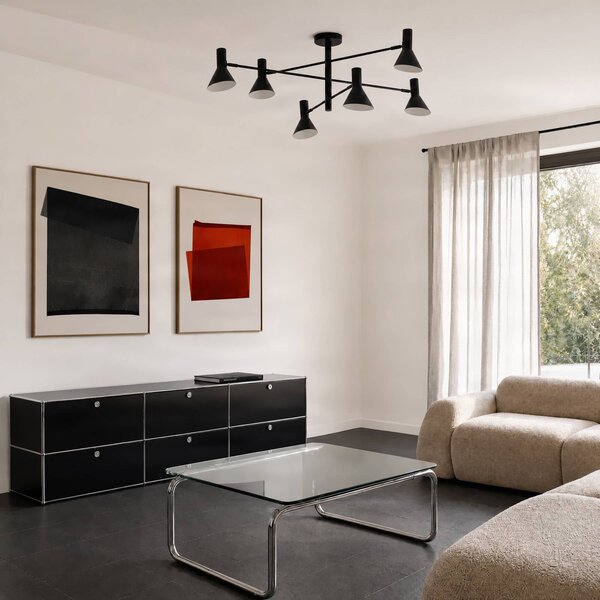 Lampa sufitowa Milia NOLA, możliwość ściemniania, czarny, salon / jadalnia, metal