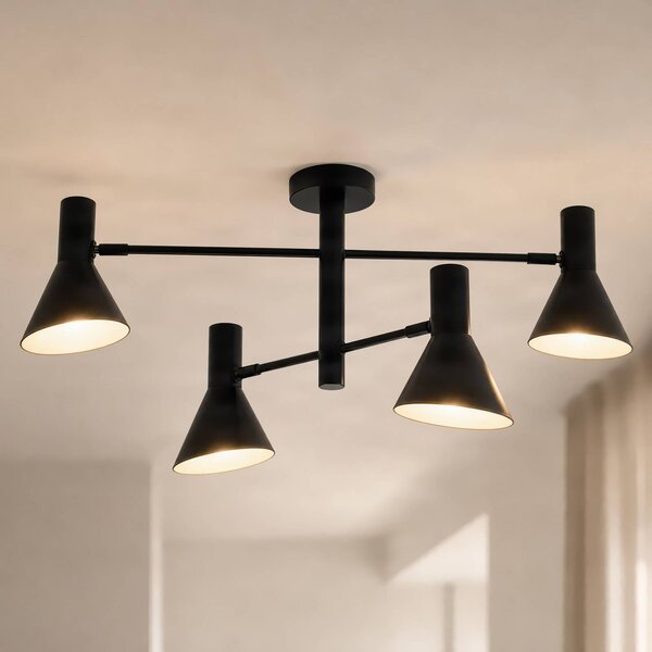 Lampa sufitowa Milia NOLA, możliwość ściemniania, czarny, salon / jadalnia, metal