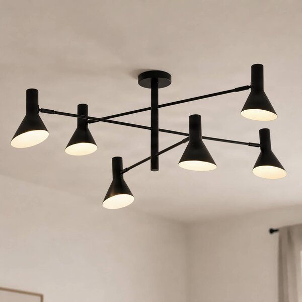 Lampa sufitowa Milia NOLA, możliwość ściemniania, czarny, salon / jadalnia, metal