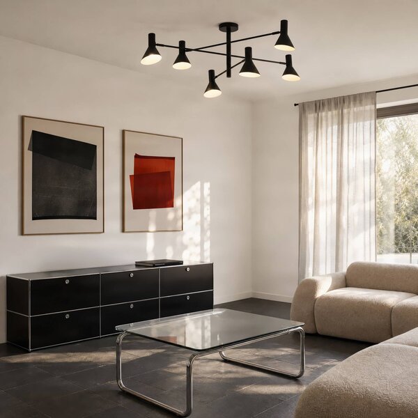Lampa sufitowa Milia NOLA, możliwość ściemniania, czarny, salon / jadalnia, metal