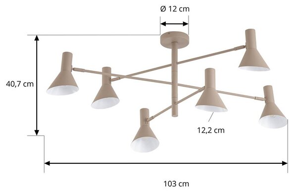 Lampa sufitowa Milia NOLA, możliwość ściemniania, kremowy / amber, salon / jadalnia, metal