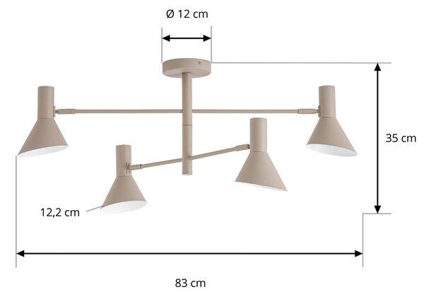 Lampa sufitowa Milia NOLA, możliwość ściemniania, kremowy / amber, salon / jadalnia, metal