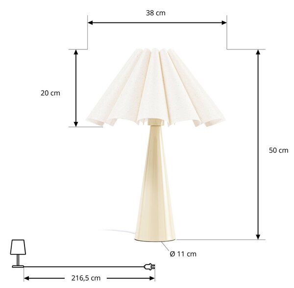 Lampa stołowa Lotte Lindby, biały / opal, salon / jadalnia, tkanina / materiał / jedwab, nowoczesny