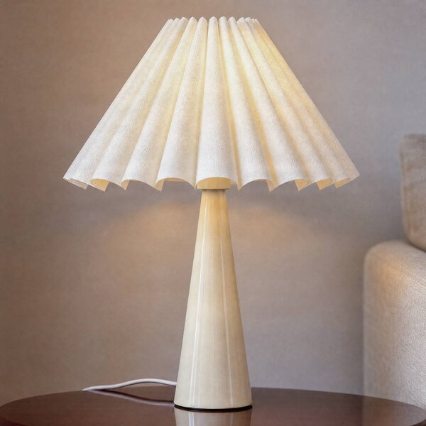 Lampa stołowa Lotte Lindby, biały / opal, salon / jadalnia, tkanina / materiał / jedwab, nowoczesny