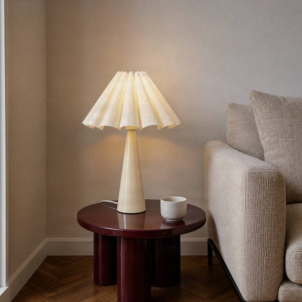 Lampa stołowa Lotte Lindby, biały / opal, salon / jadalnia, tkanina / materiał / jedwab, nowoczesny