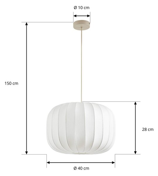 Lampa wisząca Bridget Lucande, możliwość ściemniania, biały / opal, salon / jadalnia, tkanina / materiał / jedwab, skandynawski