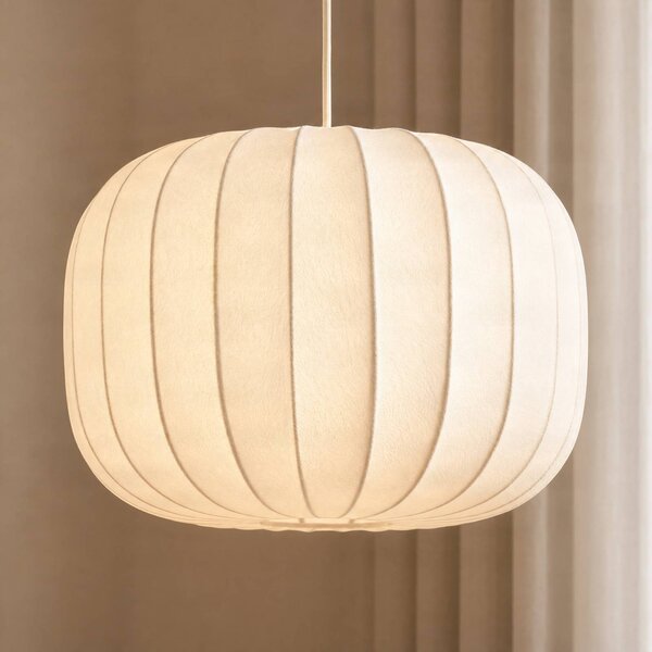 Lampa wisząca Bridget Lucande, możliwość ściemniania, biały / opal, salon / jadalnia, tkanina / materiał / jedwab, skandynawski