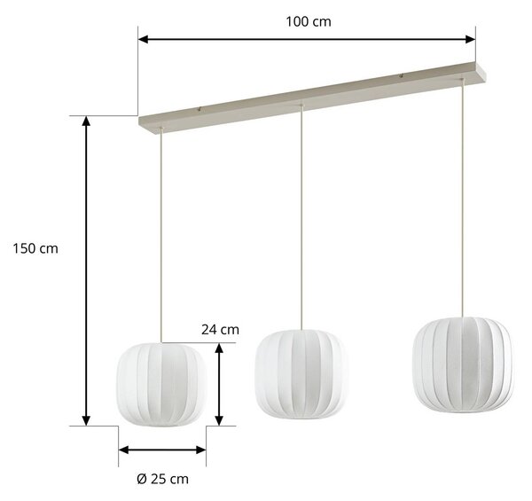 Lampa wisząca Bridget Lucande, możliwość ściemniania, biały / opal, salon / jadalnia, tkanina / materiał / jedwab, skandynawski