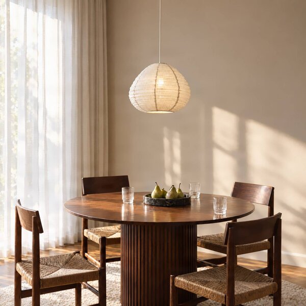 Lampa wisząca Autumn Lindby, możliwość ściemniania, kremowy / amber, salon / jadalnia, tkanina / materiał / jedwab, skandynawski