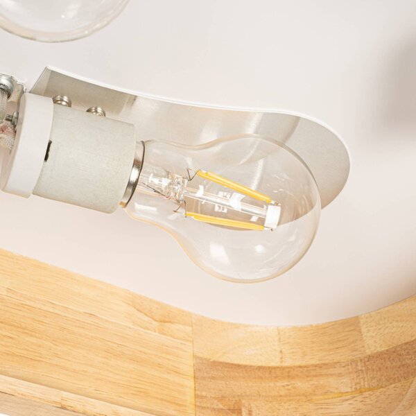 Lampa sufitowa Tanju Lindby, możliwość ściemniania, jasne drewno, salon / jadalnia, drewno