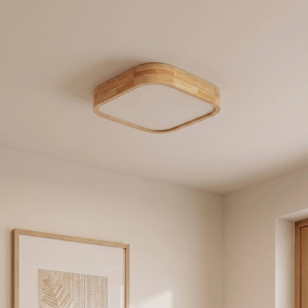 Lampa sufitowa Tanju Lindby, możliwość ściemniania, jasne drewno, salon / jadalnia, drewno