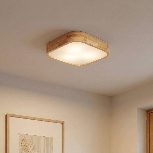 Lampa sufitowa Tanju Lindby, możliwość ściemniania, jasne drewno, salon / jadalnia, drewno