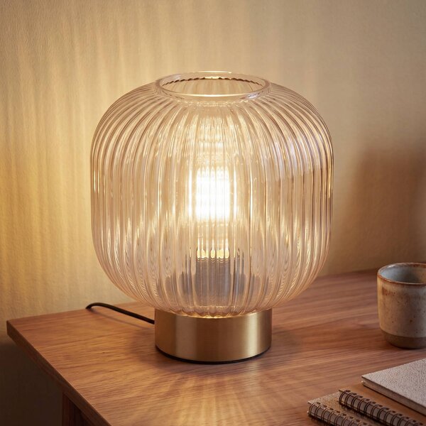 OSRAM Lampa stołowa Decor Groovie, kremowy / amber, salon / jadalnia, szkło, vintage