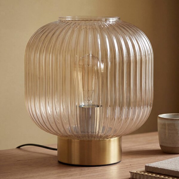 OSRAM Lampa stołowa Decor Groovie, kremowy / amber, salon / jadalnia, szkło, vintage