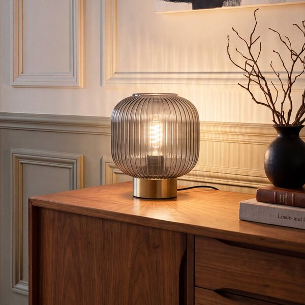 OSRAM Lampa stołowa Decor Groovie, aluminiowy / szary / cynkowy, salon / jadalnia, szkło, vintage
