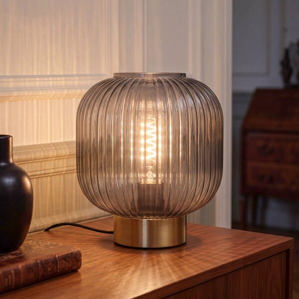 OSRAM Lampa stołowa Decor Groovie, aluminiowy / szary / cynkowy, salon / jadalnia, szkło, vintage
