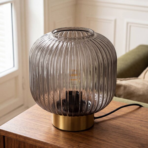 OSRAM Lampa stołowa Decor Groovie, aluminiowy / szary / cynkowy, salon / jadalnia, szkło, vintage
