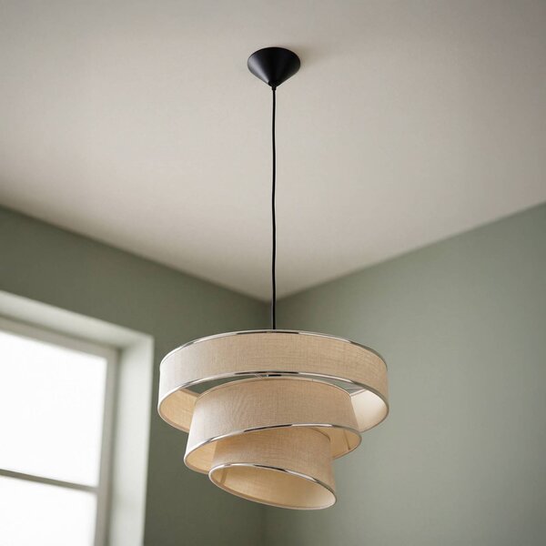 OSRAM Lampa wisząca Decor Glittey, możliwość ściemniania, kremowy / amber, salon / jadalnia, tkanina / materiał / jedwab, nowoczesny