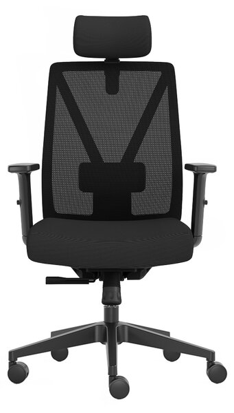 Fotel biurowy ergonomiczny Diplo z zagłówkiem, zgodny z normą BHP