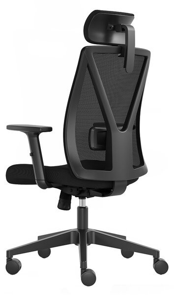 Fotel biurowy ergonomiczny Diplo z zagłówkiem, zgodny z normą BHP