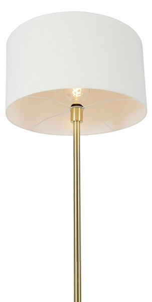 Lampa stojąca mosiądz z białym kloszem 50 cm - Simplo