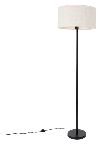 Lampa stojąca czarna z abażurem w kolorze jasnoszarym 50 cm - Simplo