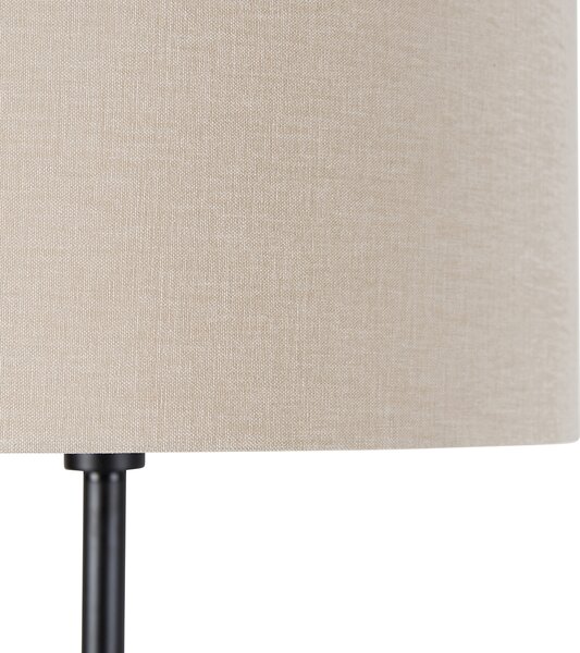 Lampa stojąca czarna z abażurem w kolorze jasnobrązowym 50 cm - Simplo