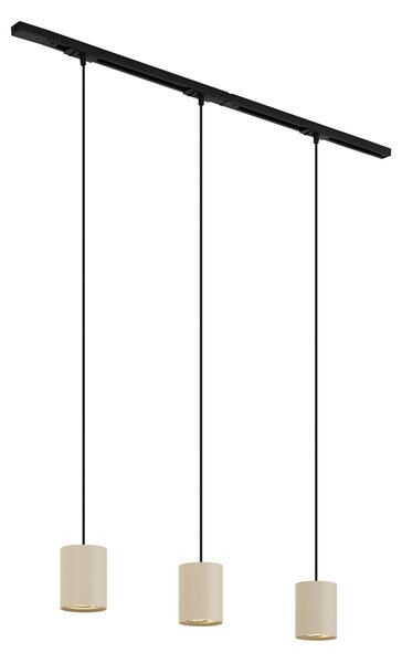Nowoczesny system szynowy z 3 lampami wiszącymi czarny z beżowym 1-fazowy - Iconic Holt