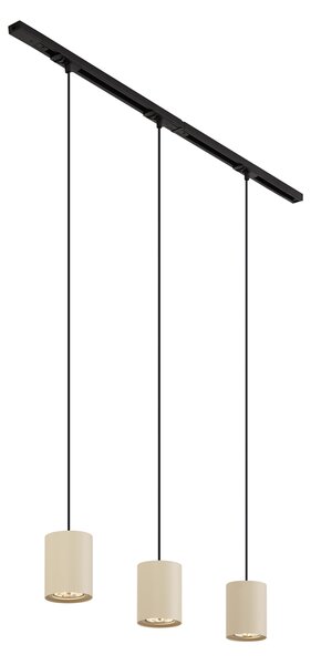 Nowoczesny system szynowy z 3 lampami wiszącymi czarny z beżowym 1-fazowy - Iconic Holt
