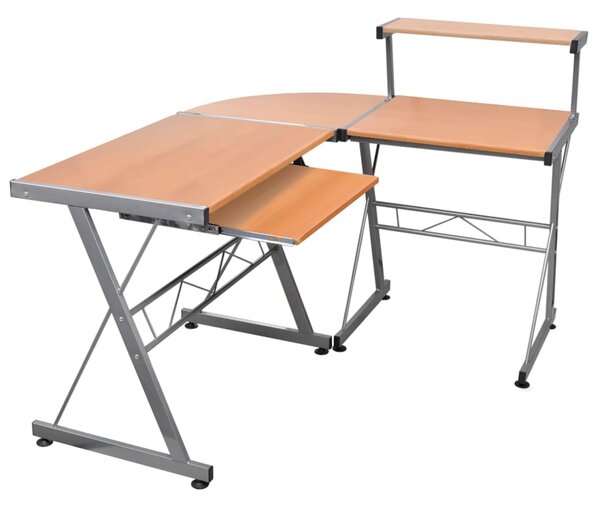 Narożne biurko komputerowe, brązowe, 132x112x99 cm