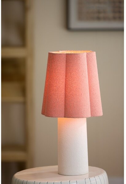 Łososiowa/kremowa lampa stołowa z tekstylnym kloszem (wysokość 50 cm) Musaby – Light & Living