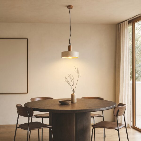 Lampa Wisząca Lucande, Carlotta, ściemnialny, beżowy, salon, beton, nowoczesny