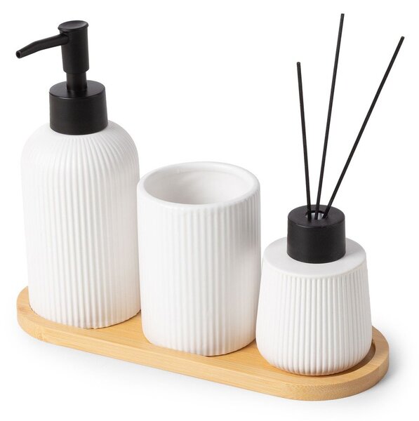 Biały zestaw akcesoriów łazienkowych ceramiczny – Compactor