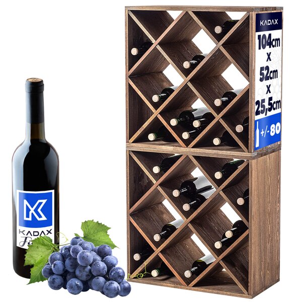 Regał na wino Loreo kratka drewniany ciemny brąz 2szt