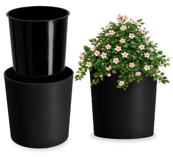 Doniczka na kwiaty Mozela 25cm czarna