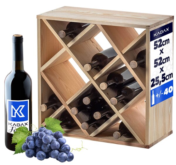Regał na wino Loreo kratka drewniany jasny brąz