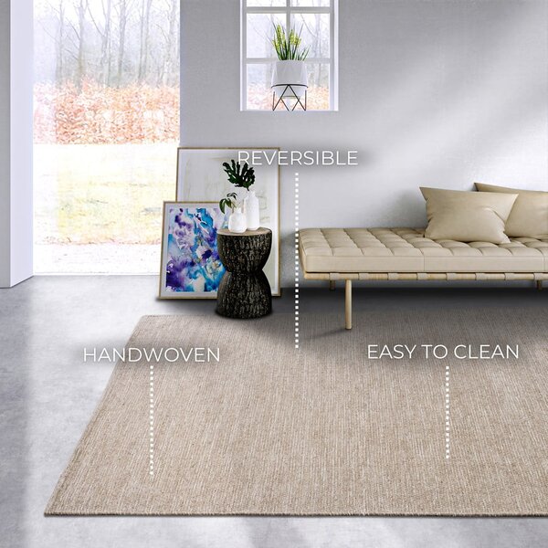 Beżowy dywan z mieszanki wełny tkany ręcznie 80x150 cm Pradesh Linen White – Elle Decoration