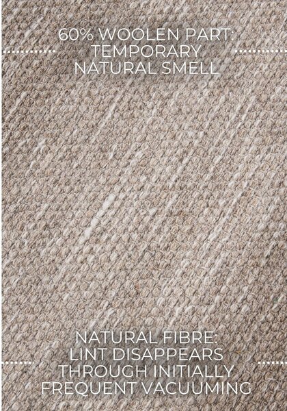 Beżowy chodnik z mieszanki wełny tkany ręcznie 80x200 cm Pradesh Linen White – Elle Decoration