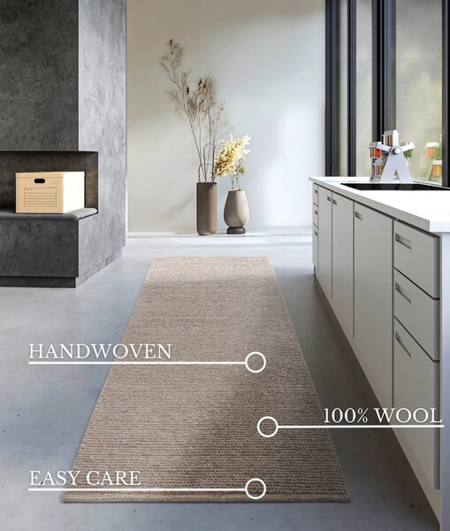 Jasnobrązowy wełniany chodnik tkany ręcznie 80x200 cm Francois – Villeroy&Boch