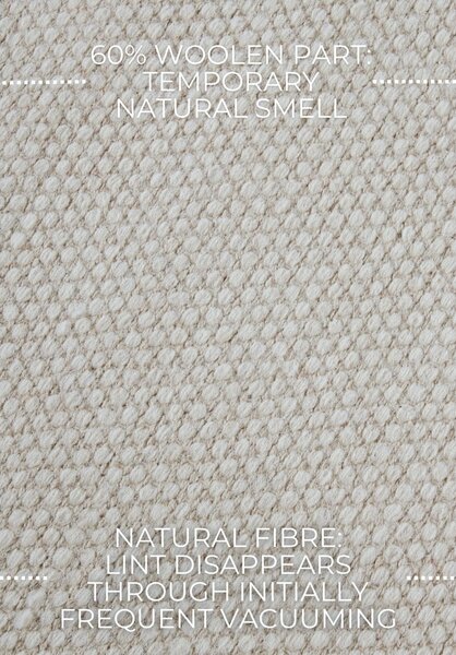 Kremowy chodnik z mieszanki wełny tkany ręcznie 80x200 cm Pradesh Natural White – Elle Decoration