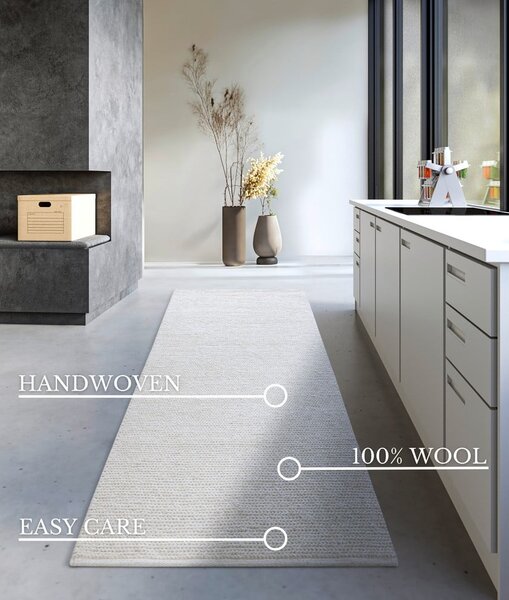 Biały wełniany chodnik tkany ręcznie 80x200 cm Francois – Villeroy&Boch