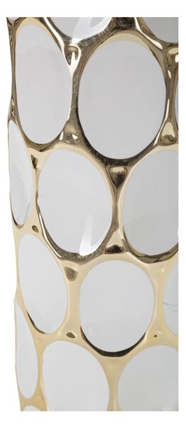 Ceramiczna lampa stołowa w biało-złotym kolorze z tekstylnym kloszem (wysokość 56 cm) Glam Carv – Mauro Ferretti