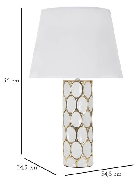 Ceramiczna lampa stołowa w biało-złotym kolorze z tekstylnym kloszem (wysokość 56 cm) Glam Carv – Mauro Ferretti