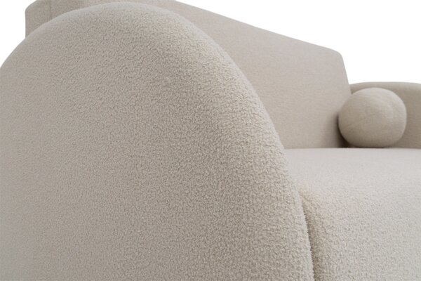 Sofa rozkładana Nubi trzyosobowa 140 cm z pojemnikiem - jasny beżowy boucle Quelle 03